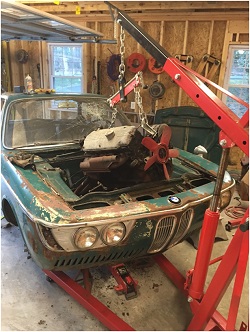 BMW 2000c engine lifted out
