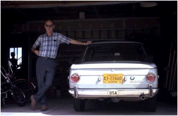 W.K. Laray and his 1969 BMW 2002 pictured in 1971